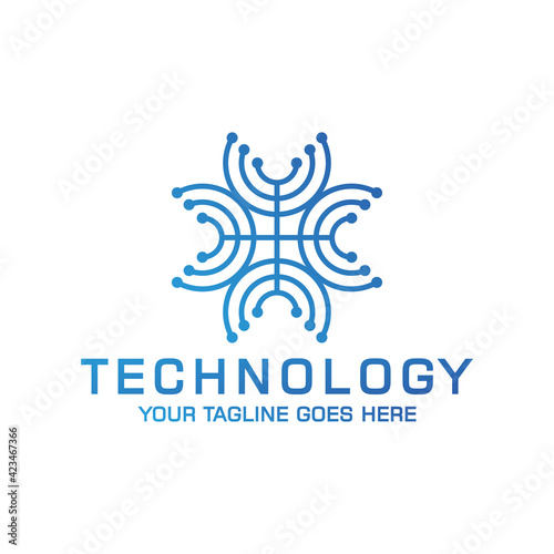 Creative Simple modern technology connect internet data sign logo design template