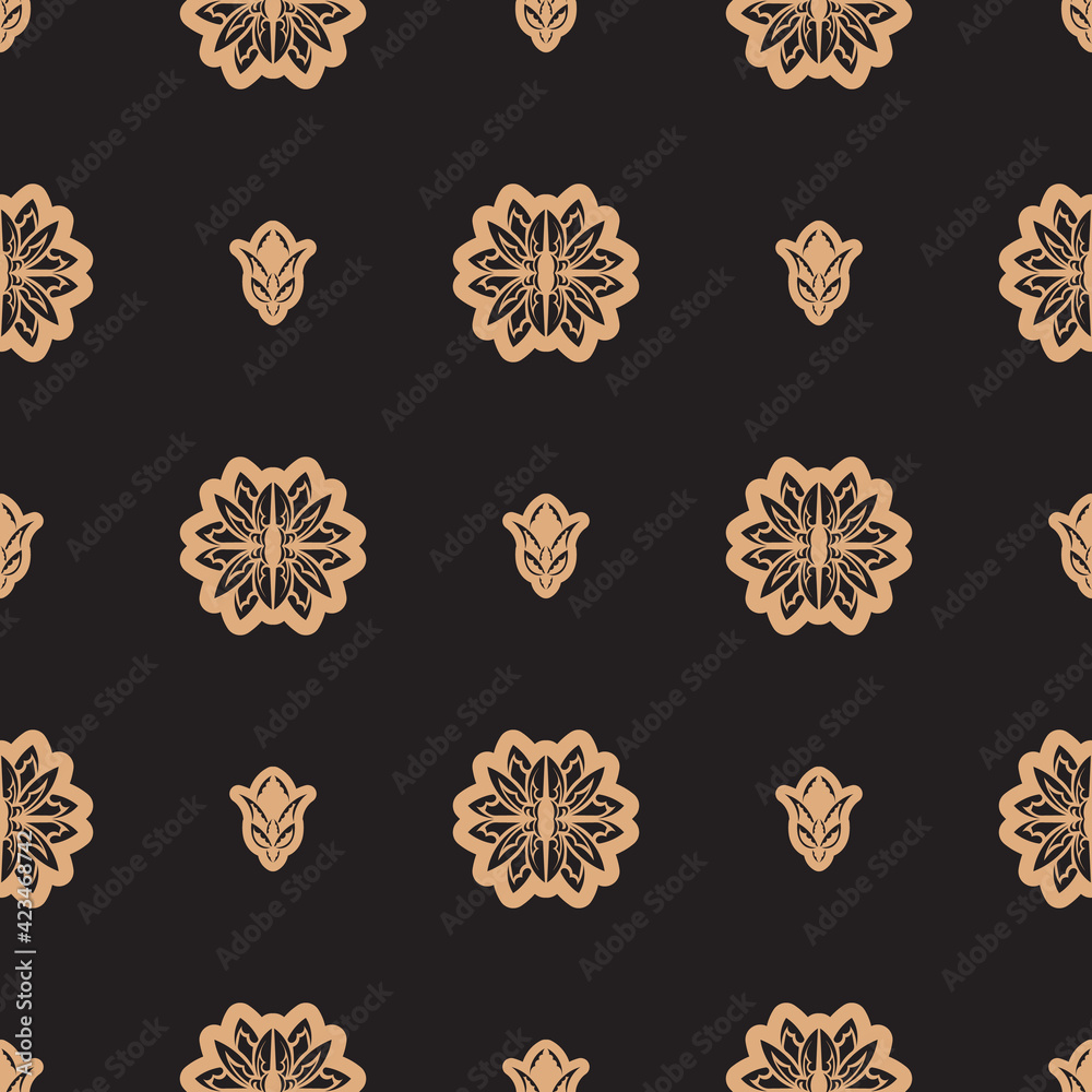 Dark solid color Seamless pattern with lotuses in Simple style. Good for backgrounds, prints, apparel and textiles. Vector illustration. Dark solid color Seamless pattern with lotuses in Simple style. Good for backgrounds, prints, apparel and textiles. Vector illustration.