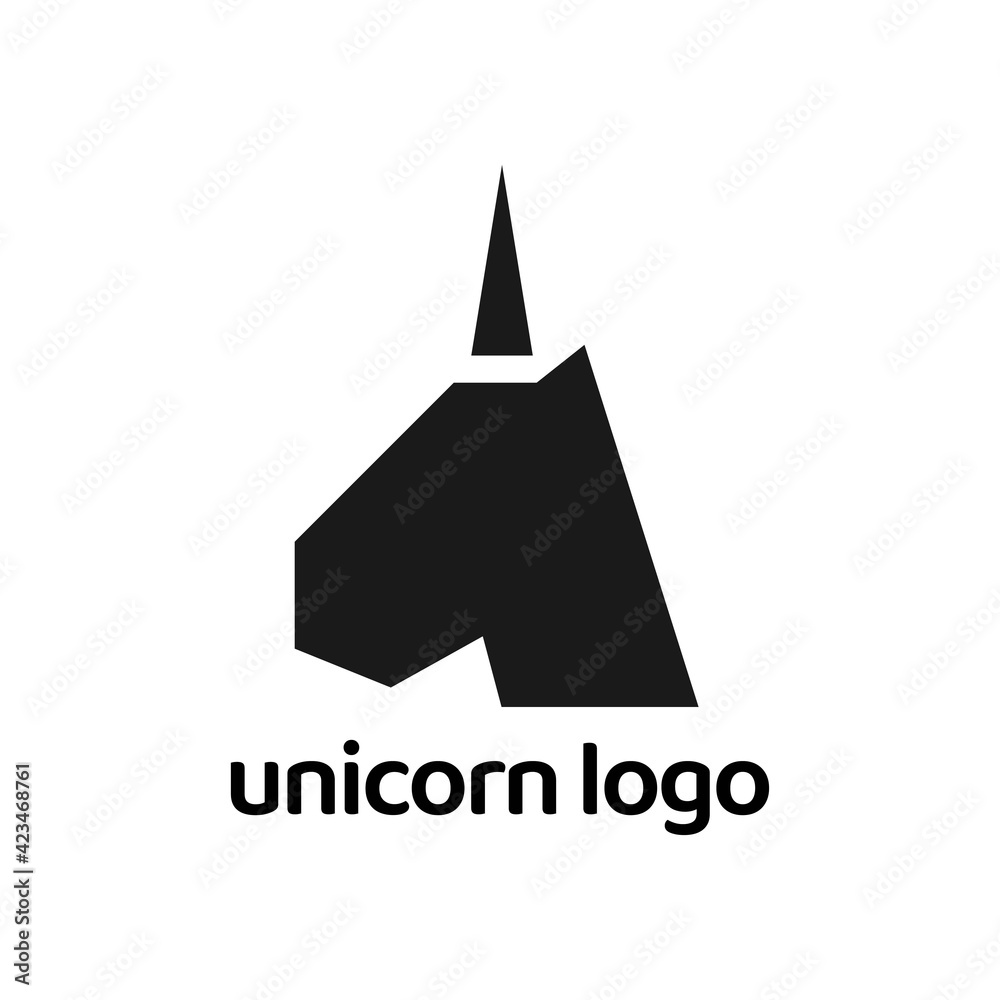 Unicorn Head Logo geometry, horse with horn symbol Unicorn Head Logo geometry, horse with horn symbol