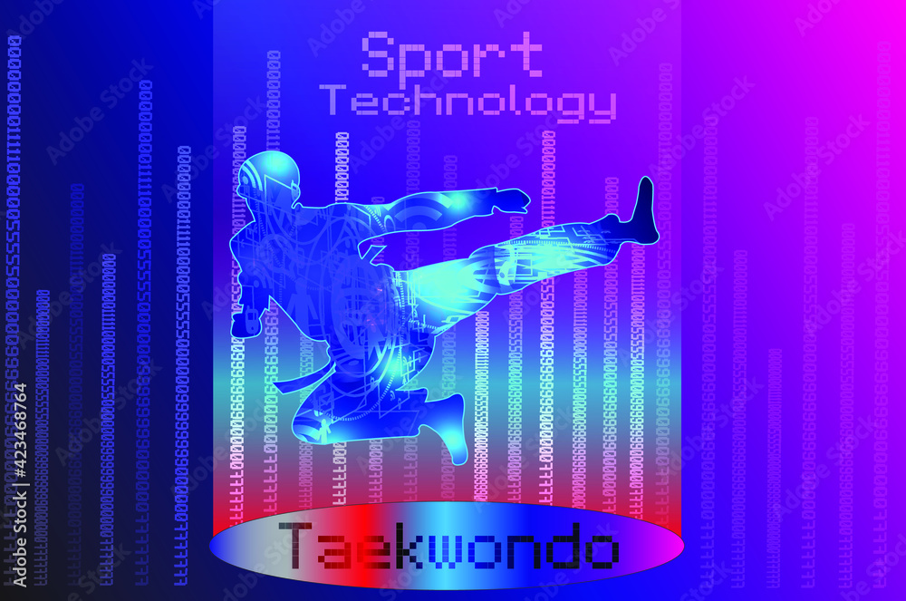 Fototapeta premium Taekwondo sport background design. Website landing page. Template for apps. Technology. Vector illustration.