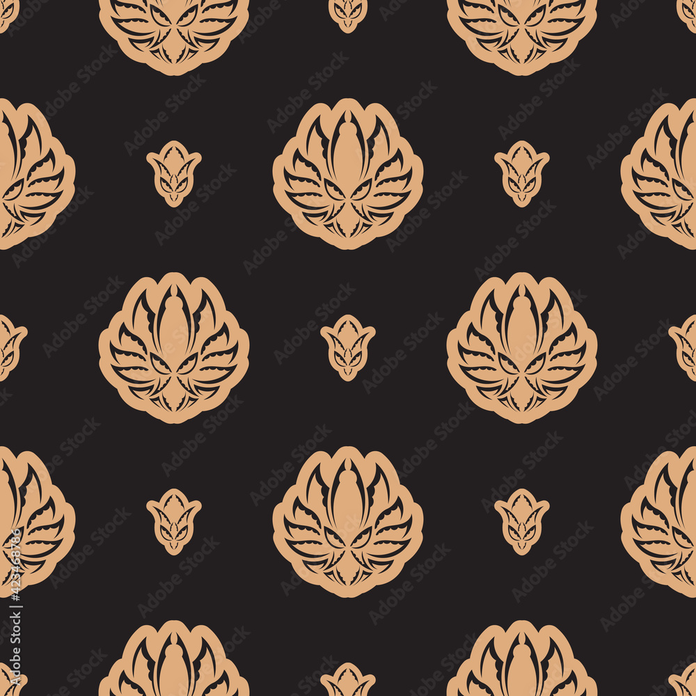 Dark solid color Seamless pattern with lotuses in Simple style. Good for covers, fabrics, postcards and printing. Vector illustration. Dark solid color Seamless pattern with lotuses in Simple style. Good for covers, fabrics, postcards and printing. Vector illustration.