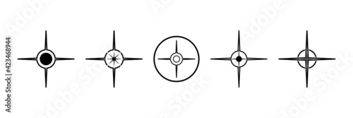 Black north sign vector set. Compass direction symbol.