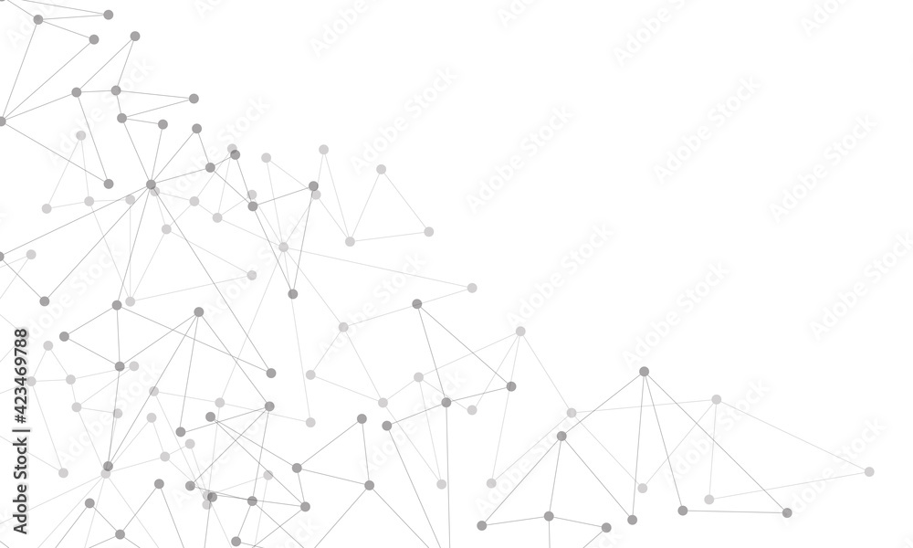Abstract grey line dot connect network geometric on white with blank space technology futuristic background vector illustration.