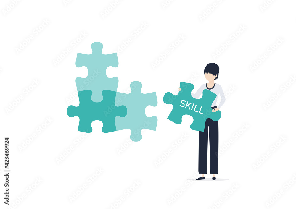 スキルアップ キャリアアップを図る女性のイラスト素材 Stock Vector Adobe Stock