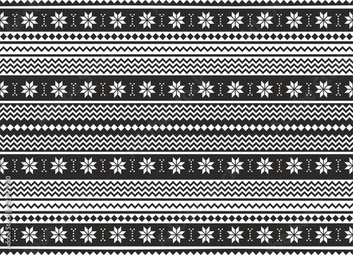 Vector seamless black winter ornament for sweater and fabric with snowflakes. Ornament of the northern peoples. Background for printing