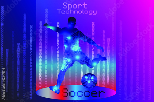 Soccer sport background design. Website landing page. Template for apps. Technology. Vector illustration.