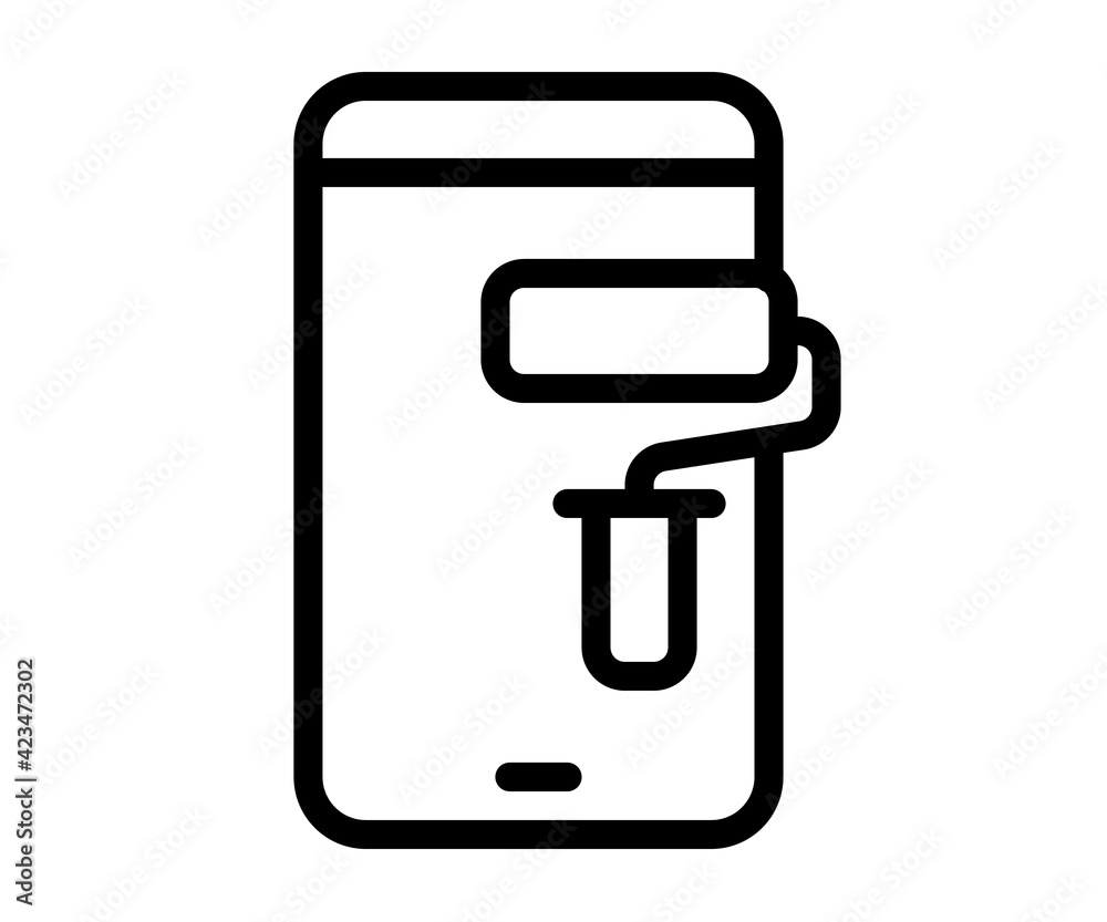 app design smartphone single isolated icon with outline style black and white app design smartphone single isolated icon with outline style black and white