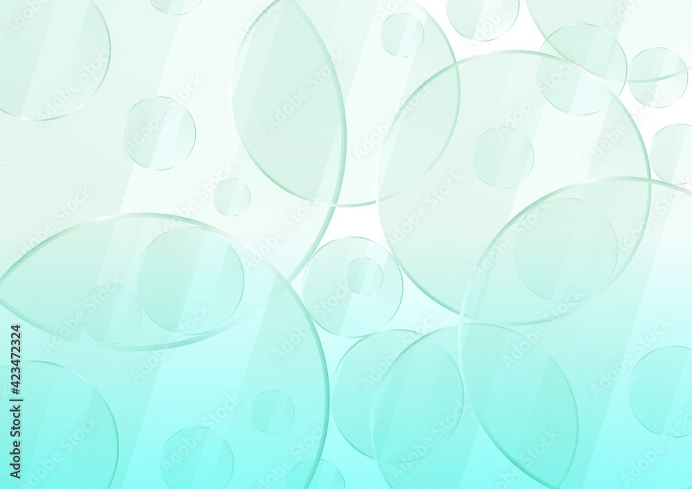 円が重なる透明感のある水色の抽象背景 no.03