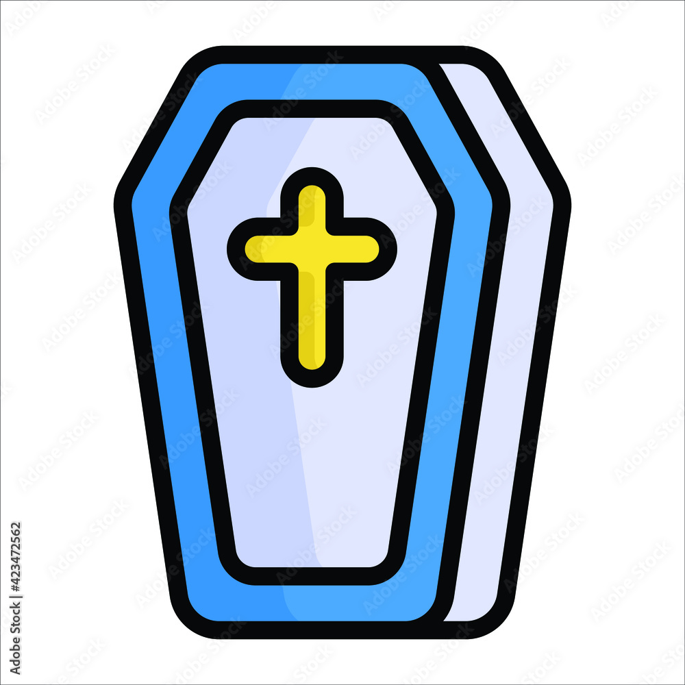 Obraz premium coffin, ghost flat line icon