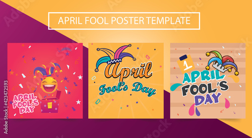 Happy April fools day Poster with surprise box. Poster, Flyer, Ad, Promotion, Marketing. Text Poster.