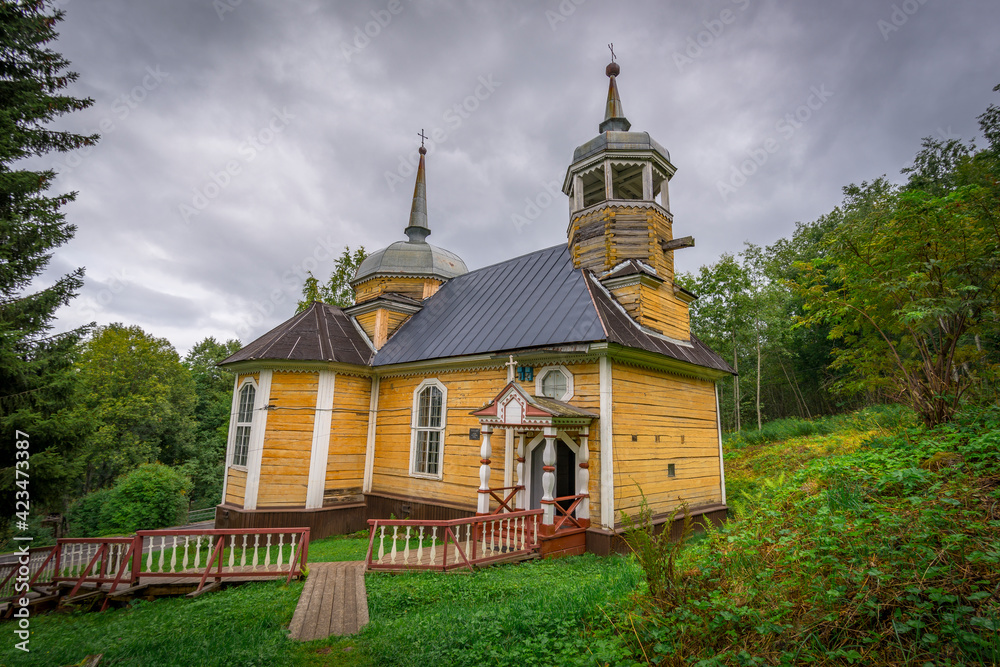The wooden Church of the Apostle Peter constructed in 1721 according to the plan of Peter I. The wooden Church of the Apostle Peter constructed in 1721 according to the plan of Peter I.