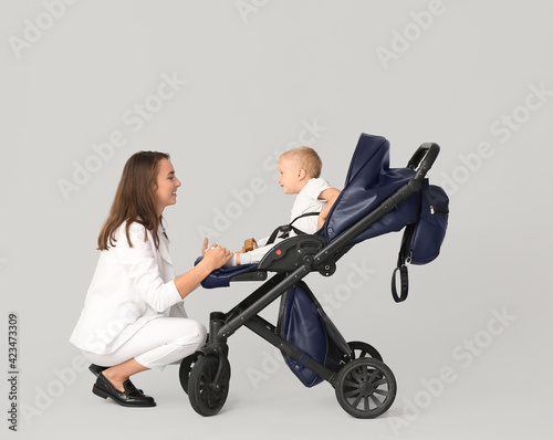 Woman and her cute baby in ...