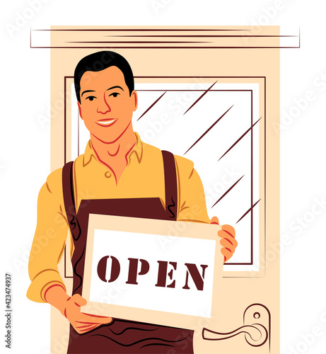 Vector businessman in shadow of sharp lines style