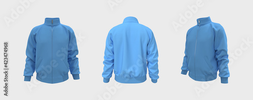 Blank tracksuit jacket mockup, 3d illustration, 3d rendering photo