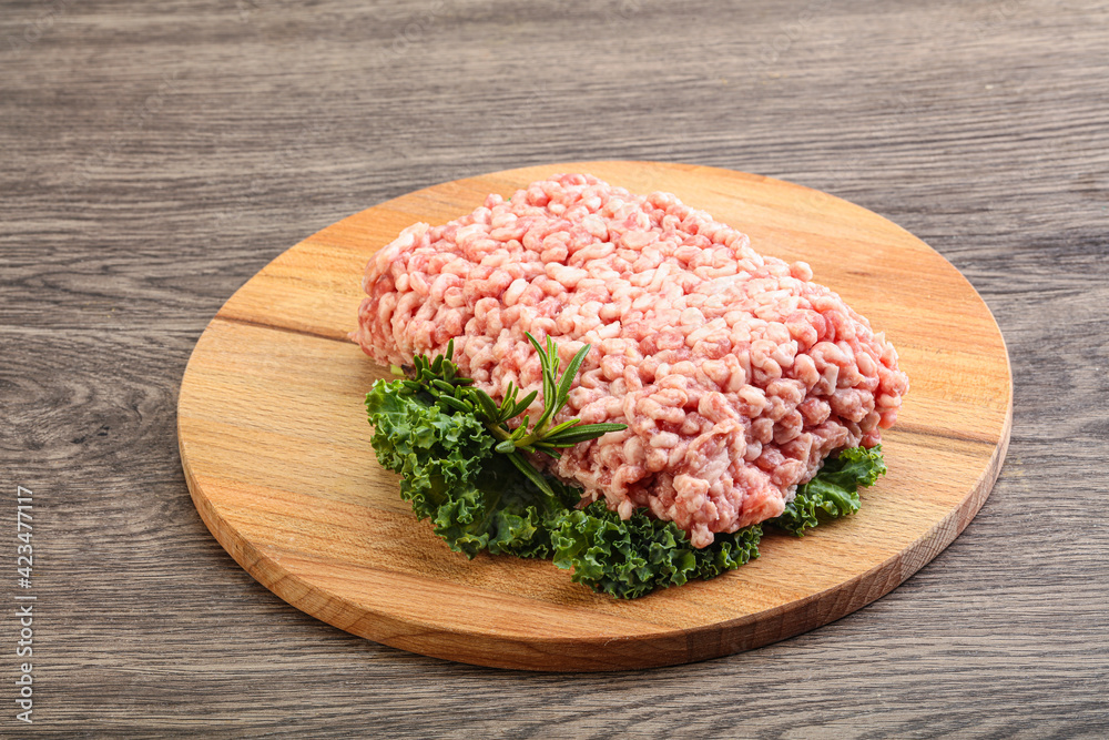 Raw pork minced meat for cooking