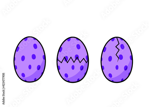 Purple spotted and cracked eggs