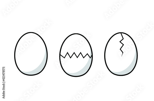 White egg and cracked egg	