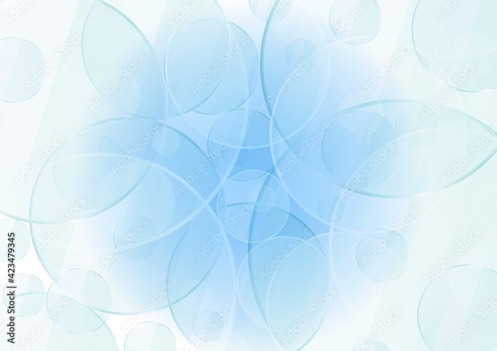 円が重なる透明感のある青色の抽象背景 no.13