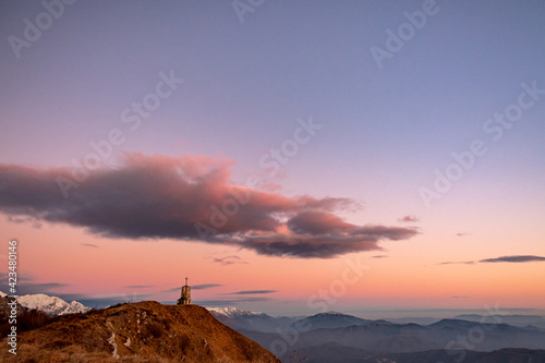 Winter sunset from an alpine peak of Friuli-Venezia Giulia