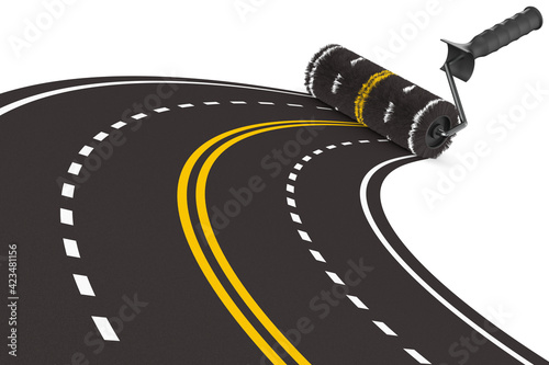 painted road with roller br...