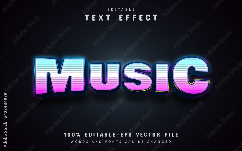 Music neon text effect