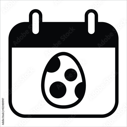 Easter egg on calendar, flat line icon 
