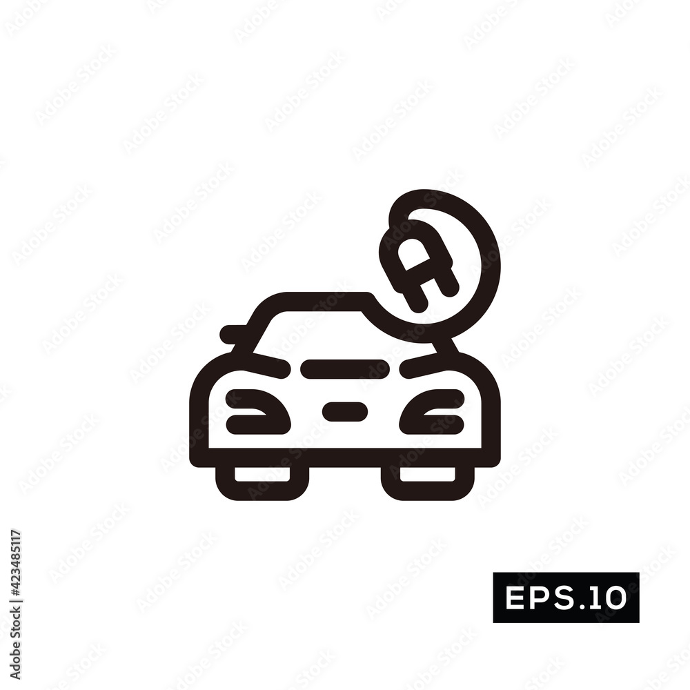 Electric Car Line Icon. Car Charger Icon or Logo sign Vector illustration Electric Car Line Icon. Car Charger Icon or Logo sign Vector illustration