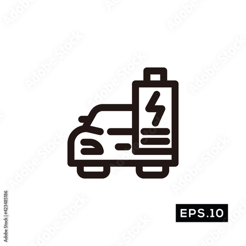 Electric Car Line Icon. Car Charger Icon or Logo sign Vector illustration