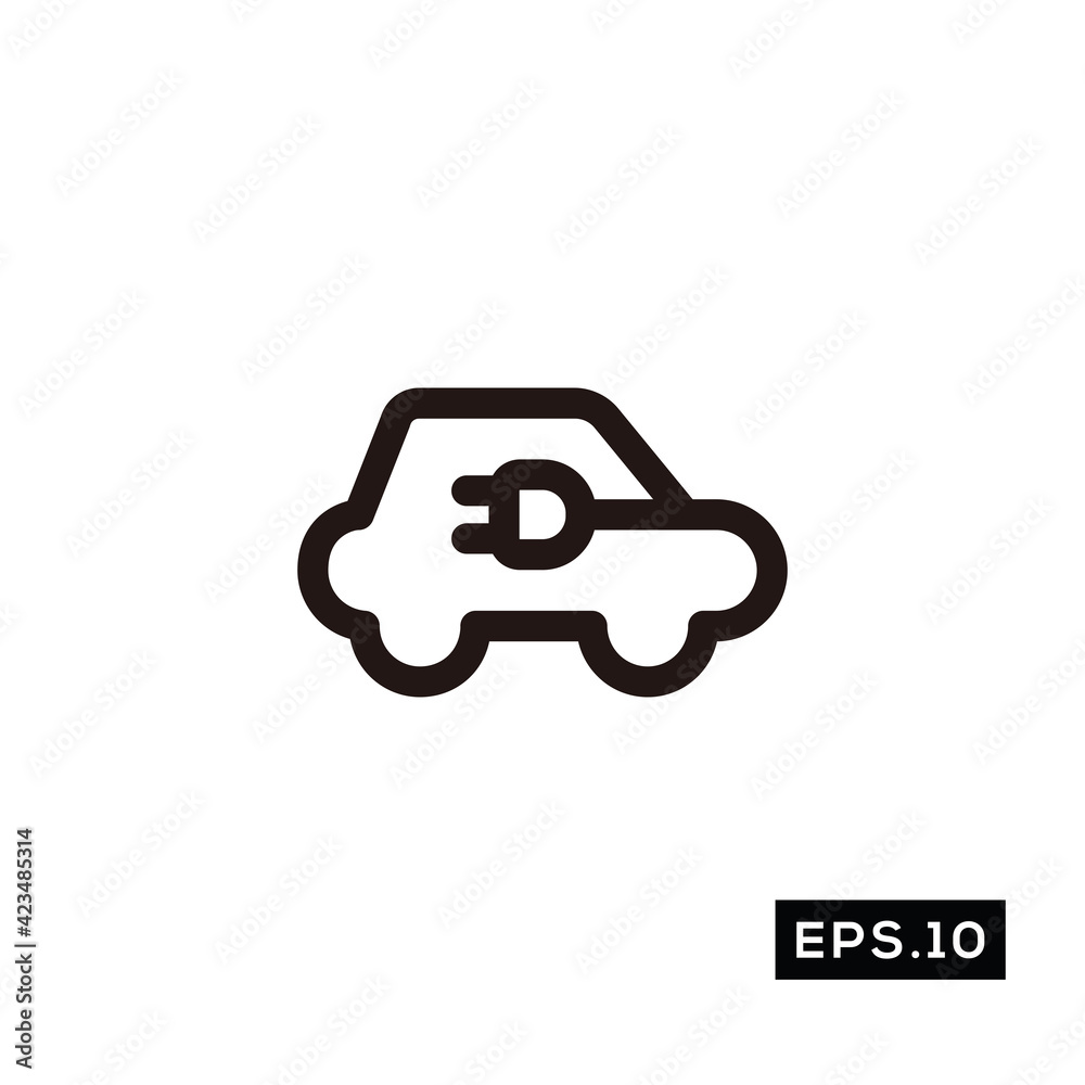 Electric Car Line Icon. Car Charger Icon or Logo sign Vector illustration