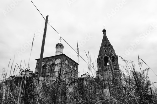 The destroyed church of the Archangel Michael in Nekhoroshevo