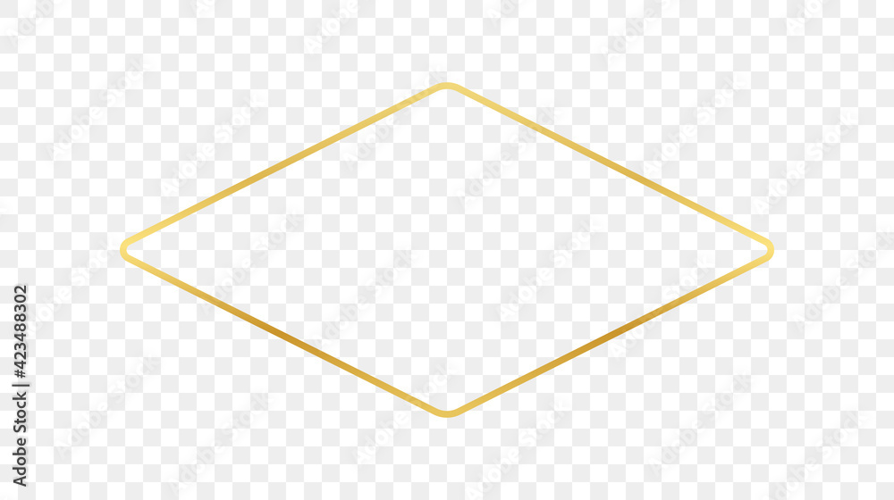Gold glowing rounded rhombus shape frame Gold glowing rounded rhombus shape frame