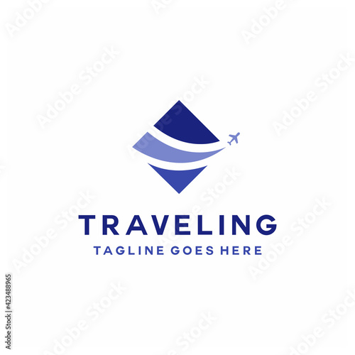 Printtravel logo design vector with colorful style for travel and adventure company