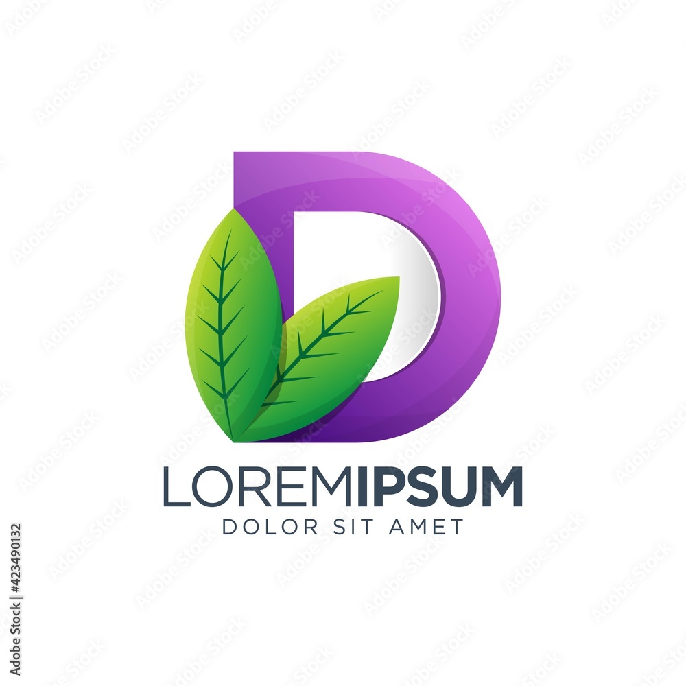 Letter D Leaf Logo Design