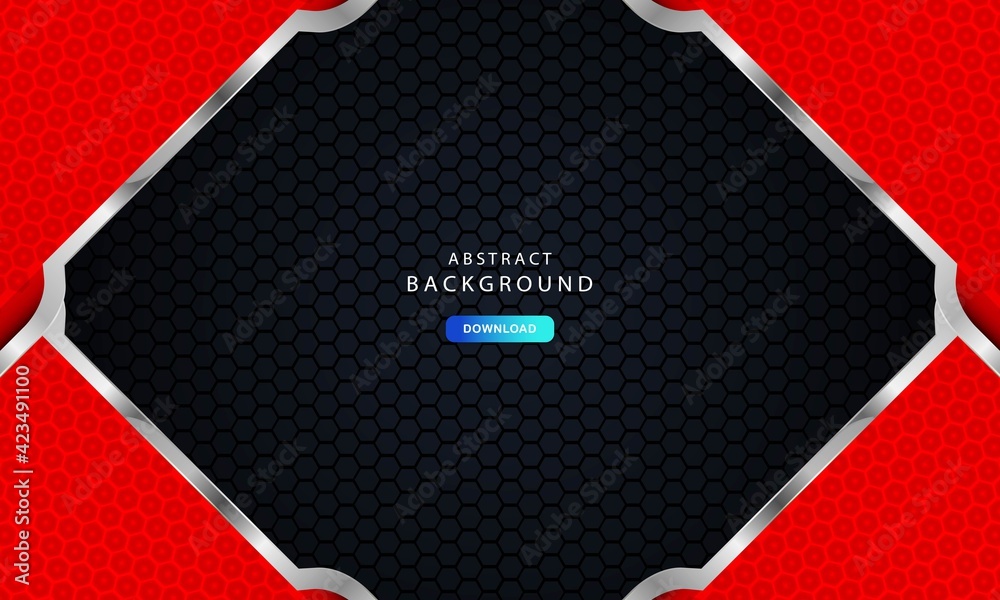 Red abstract dark background vector, modern corporate concept with silver effect