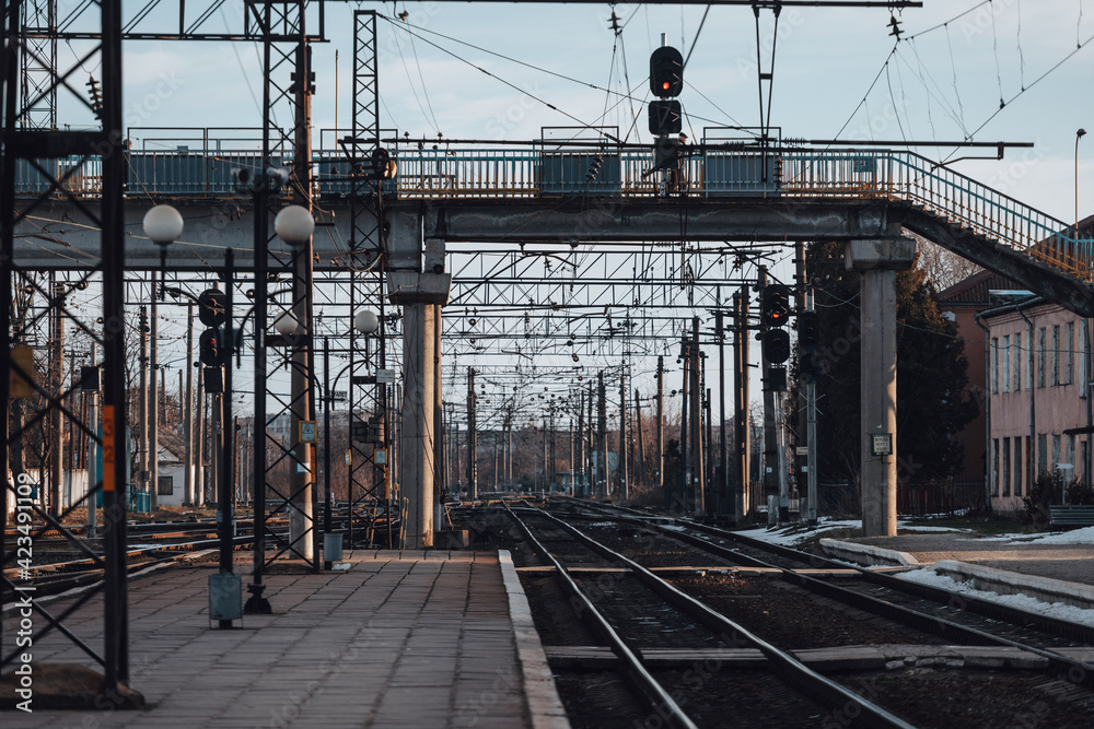Railway station and railway in the Carpathians Railway station and railway in the Carpathians