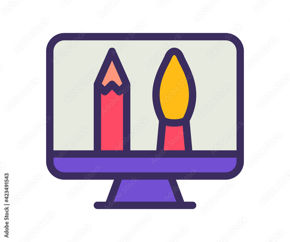 digital design computer single isolated icon with filled line and outline flat style digital design computer single isolated icon with filled line and outline flat style