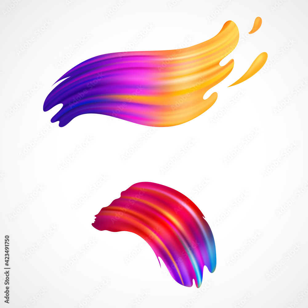 Abstract colorful brush strokes on white background