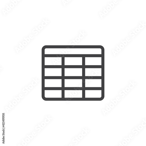 Table icon. Table of statistics sign. Simple flat logo of empty table document 