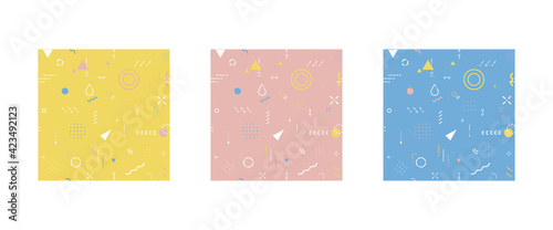 幾何学模様 背景素材（キッズカラー3色セット）スウォッチデータ有り