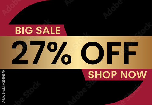 Big Sale 27% off shop now. 27 percent Discount sale modern banner vector illustration