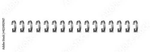 Metal spiral spring for notebook. Vector calendar binder mockup.