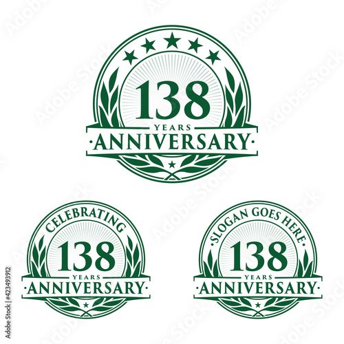 1389 years anniversary logo set. 138th years anniversary celebration logotype. Vector and illustration. 