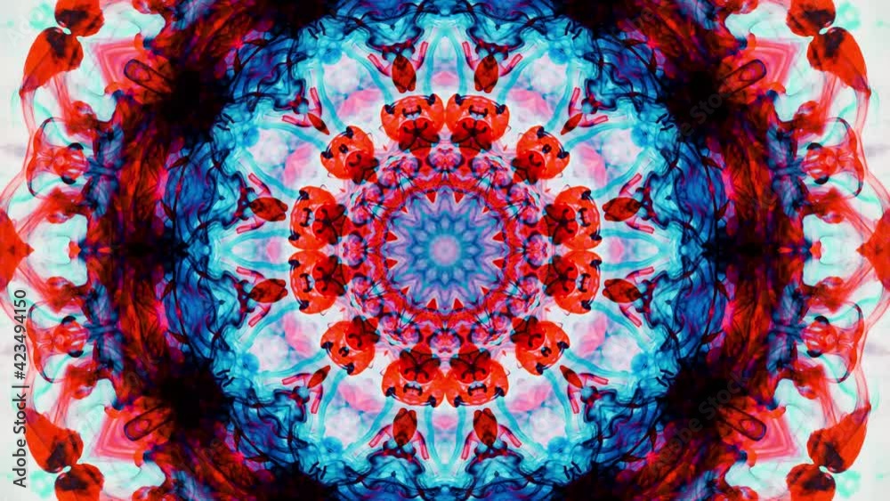 4k Abstract Fractal Animation Footage. Motion Background of Organic psychedelic kaleidoscope patterns. Magical geometric for concert,  yoga, night club, music video, events, show.