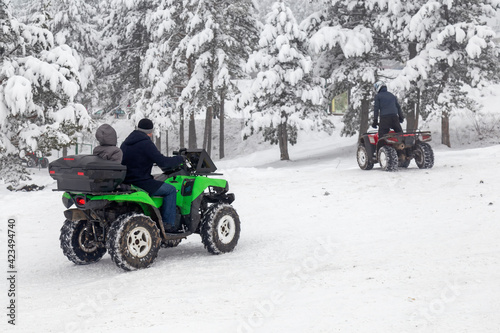 Driving Quad ATV through snow