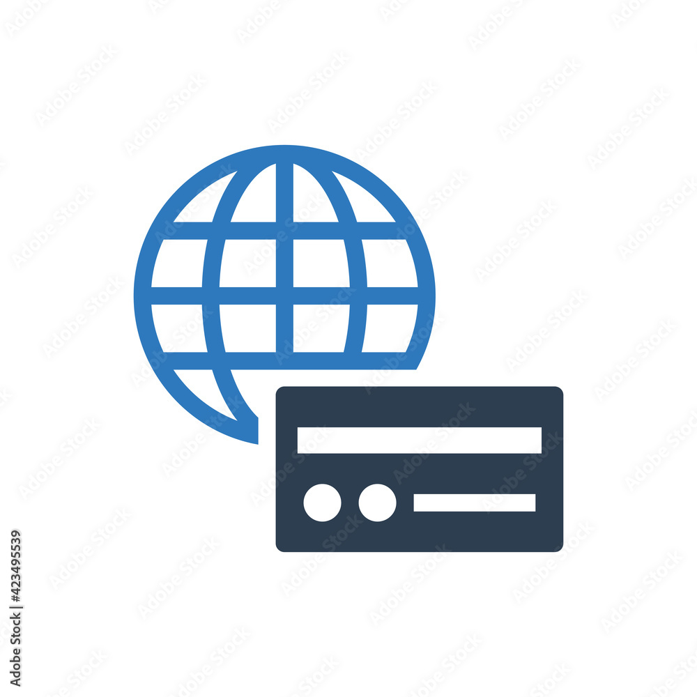 Global and international credit card icon Global and international credit card icon