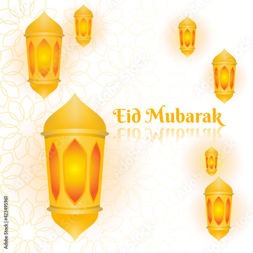 Islamic eid festival greeting with lamp