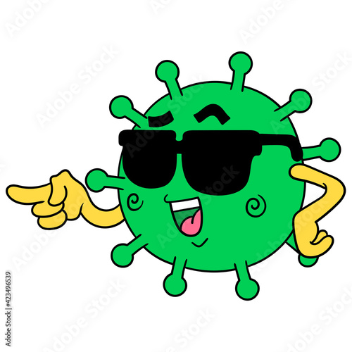 viral cartoon wearing cool and arrogant stylish sunglasses. doodle icon image kawaii