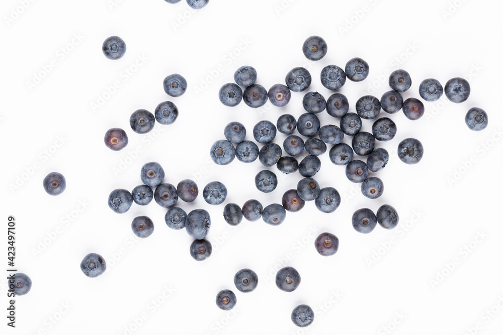 Tasty blueberries isolated on white background.
