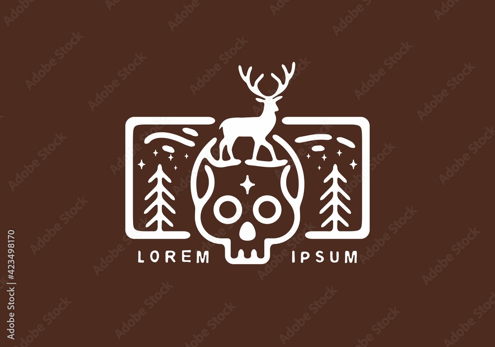 Skull and deer rectangle illustration