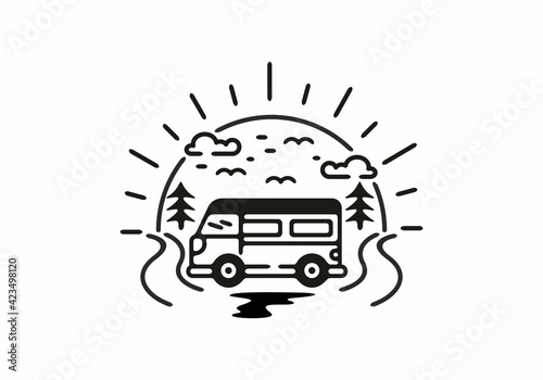 Holiday with van badge illustration